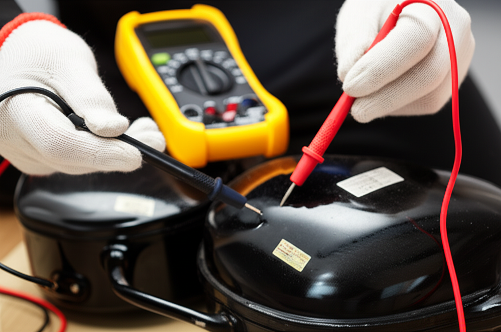 Expert technician diagnosing appliance issue